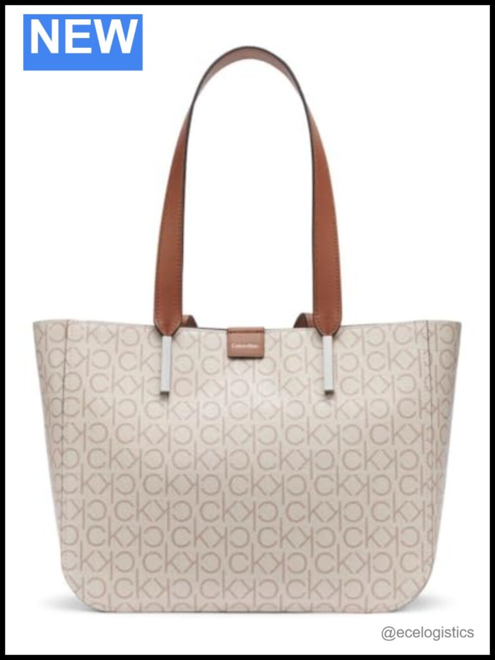 Calvin Klein Women's Audrey East West Tote Handbag - Textured PVC Satchel